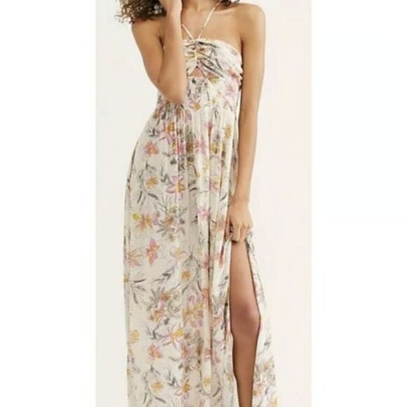 Intimately by Free People Womens Maxi Dress Floral Front Cut Out Size XS - Picture 1 of 5